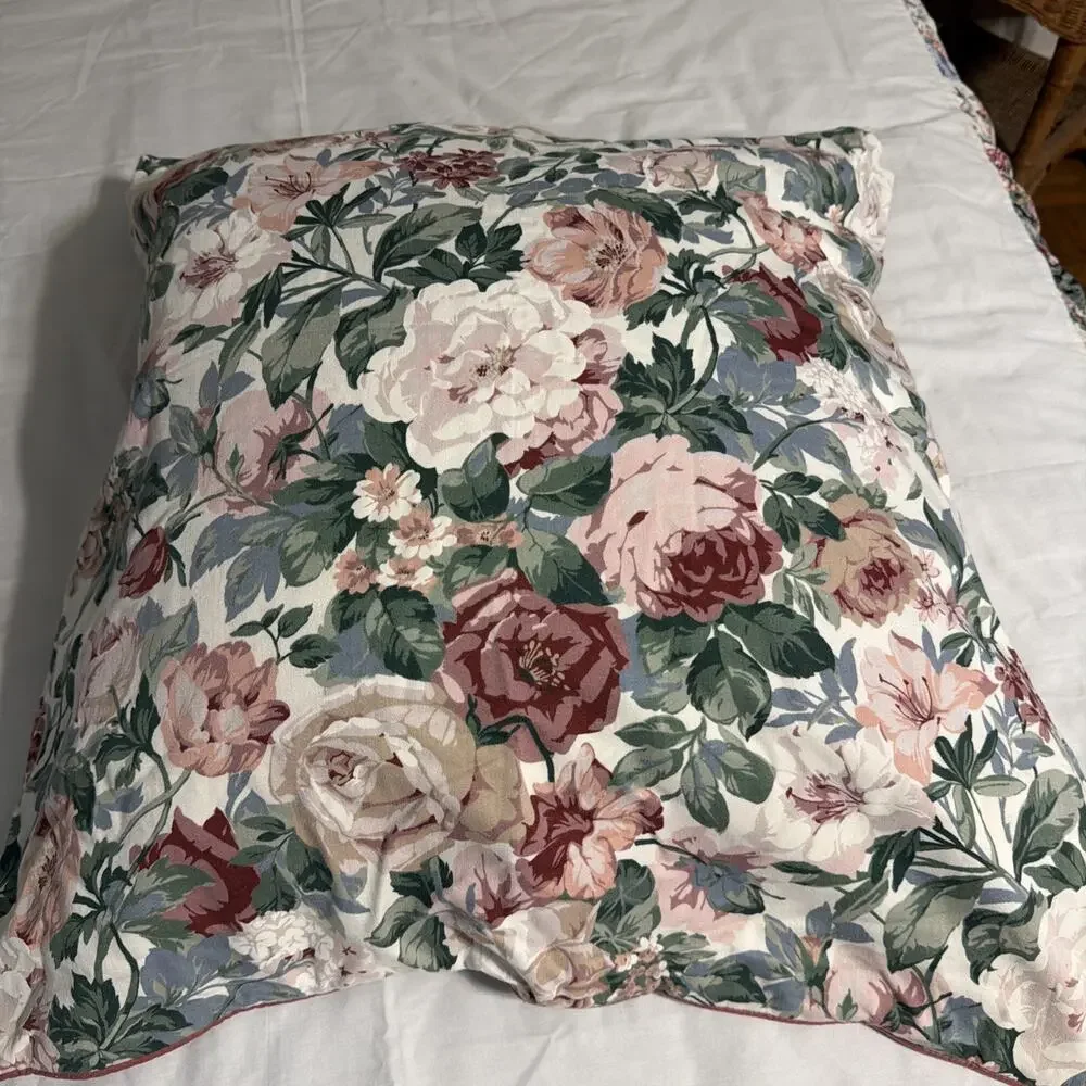 VTG Croscill Arbor Rose Euro Pillow Sham Floral Cottage French Country 80s 90s